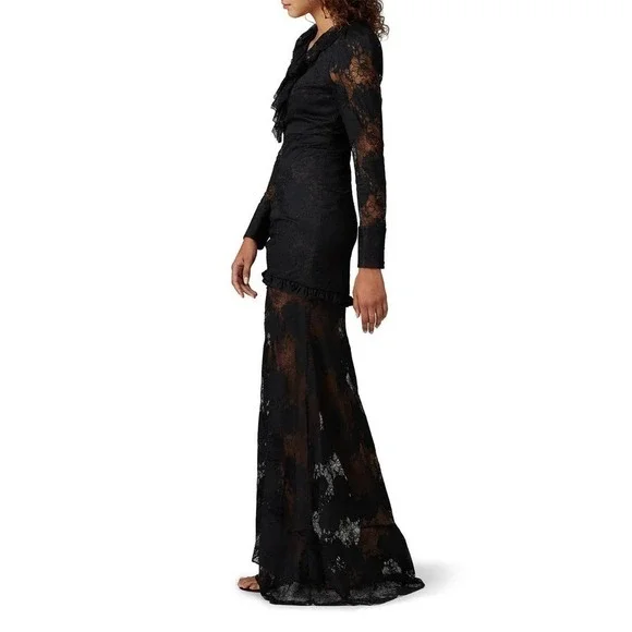 Revolve x ALEXIS‎ Lucasta Lace-Detailed Deep V Maxi Dress Small Whimsical Goth